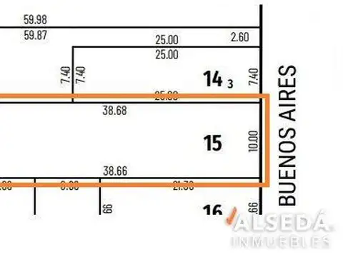 Terreno en Venta 38  mts Fondo
