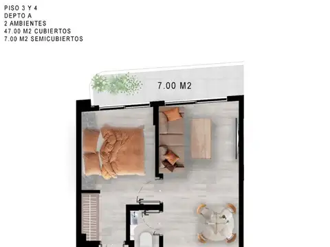 Departamento en Venta de 1 dormitorio