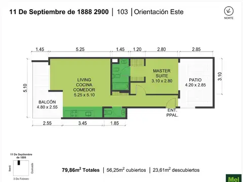 11 De Septiembre 2900, Piso 1