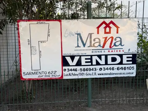 Lote comercial - 956m²  en L con salida a dos calles