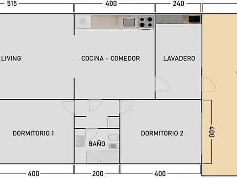 Casa 3 ambientes con 1 baño