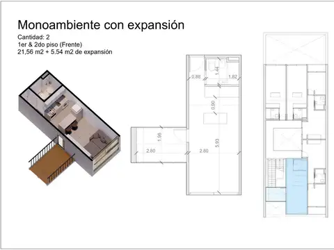 Departamento Monoambiente con 1 baño