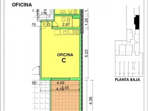 Oficina Monoambiente con 1 baño