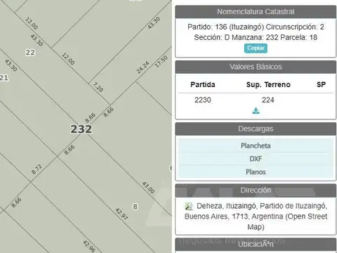 Terreno en Venta de 224,0 m2