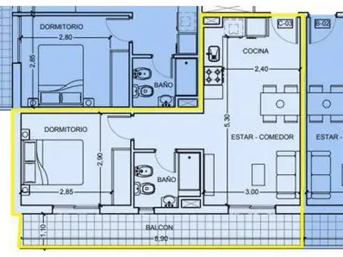 Departamento en Venta de 1 dormitorio