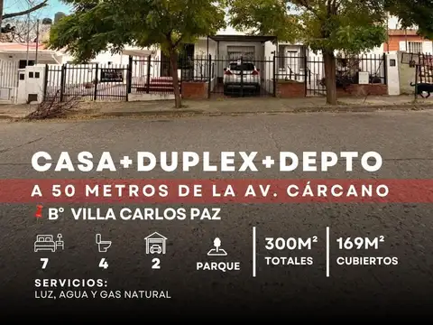 Venta Casa Con Dúplex Y Departamento Gas Natural A Metros De Av. Cárcano En Villa Carlos Paz