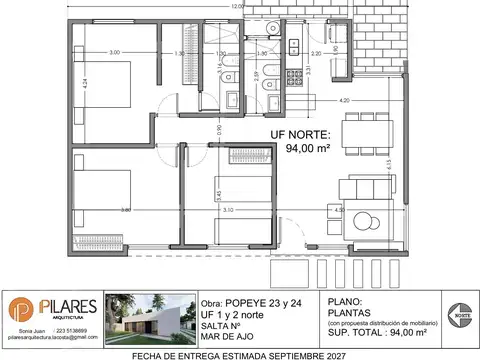 Casa 4 ambientes con 2 baños