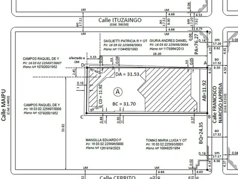 TERRENO EN VENTA APTO CONSTRUCTORA. PB + 6 PISOS