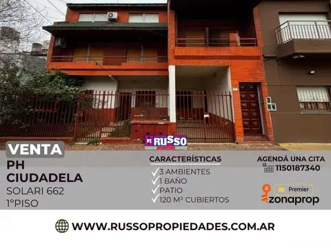 Venta de Departamento 3 Ambientes en Ciudadela, Tres de Febrero