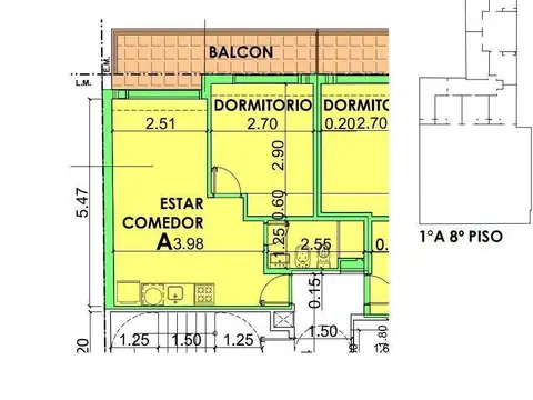 Departamento de 1 dormitorio en Barrio Martin