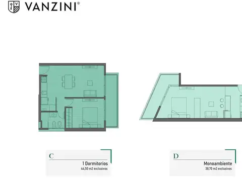 Departamento 2 ambientes con 1 baño