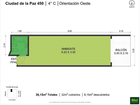 Monoambiente | Terraza y Parrilla | Venta con renta