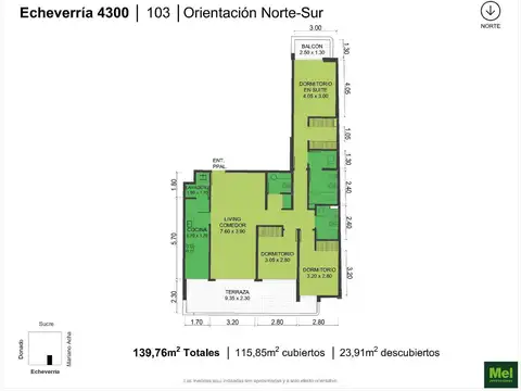 Echeverria 4300, Piso 1