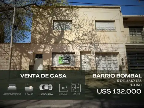 Casa en venta c/ cochera en Bombal