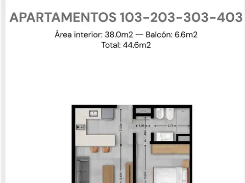 Departamento en Venta de 3 ambientes