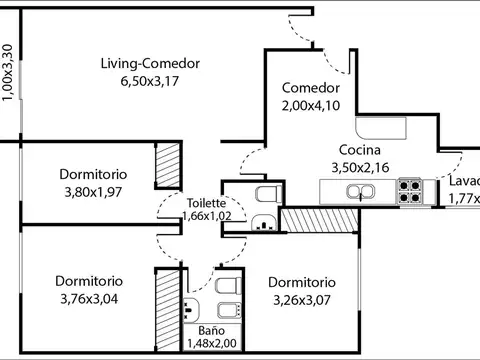 Departamento en Venta de 4 ambientes