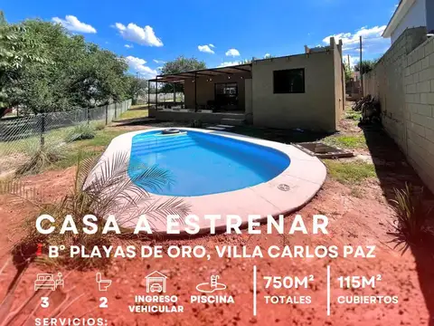 Venta Casa A Estrenar 3 Dormitorios Con 2 Baños Y Pileta En Playas De Oro - Villa Carlos Paz