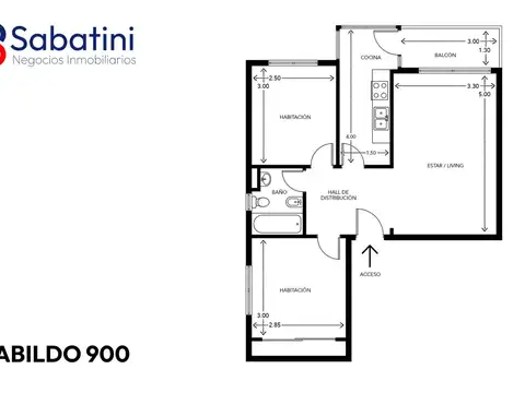 Departamento en Venta de 3 ambientes