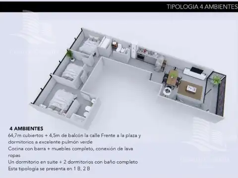 Departamento en Venta de 3 dormitorios