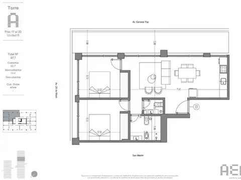 Departamento en Venta de 3 ambientes