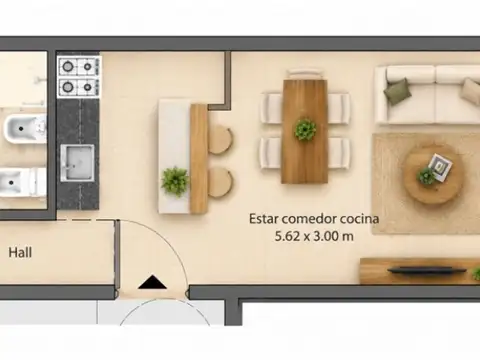Departamento en Venta de 1 dormitorio