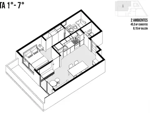 Departamento en Venta de 2 ambientes