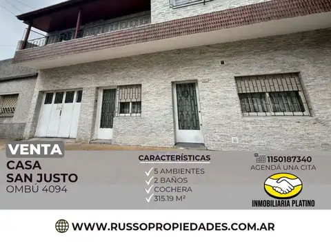Venta casa 5 ambientes San Justo