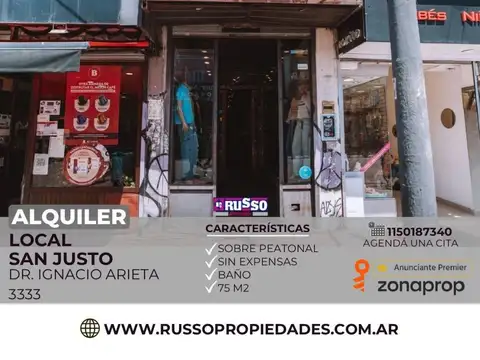 Alquiler de Local Comercial sobre peatonal en San Justo