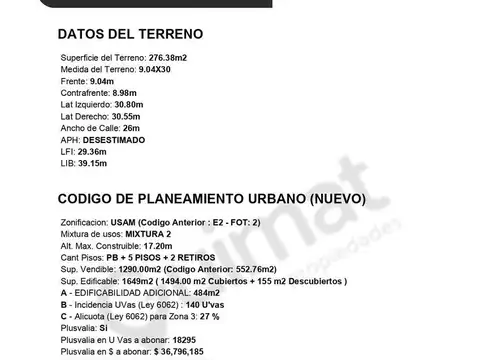 Terreno en Venta de 276,0 m2