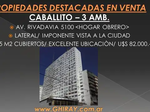 Venta 3 Amb 55m2 Piso 22ª Av Rivadavia 5126