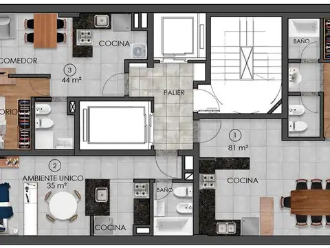 Departamento Monoambiente con 1 baño