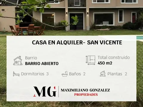 Casa  en venta y Alquiler, 5 ambientes -  San Vicente