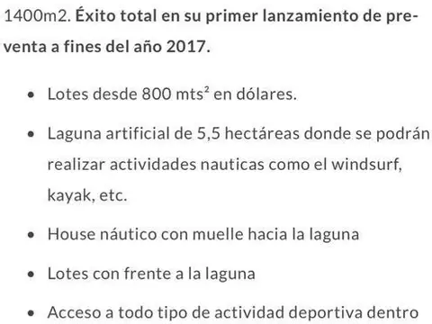 Terreno en Venta 18  mts Frente