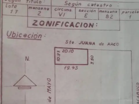 Terreno en Venta 20  mts Fondo