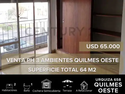 VENTA DEPARTAMENTO - PH 3 AMBIENTES QUILMES (50 % FINANCIACIÓN)