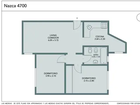 Departamento 3 ambientes con 1 baño