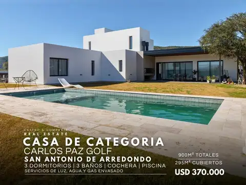 Venta Casa De Categoría A Estrenar En Country Carlos Paz Golf En Primera Etapa - Domotica y Piscina