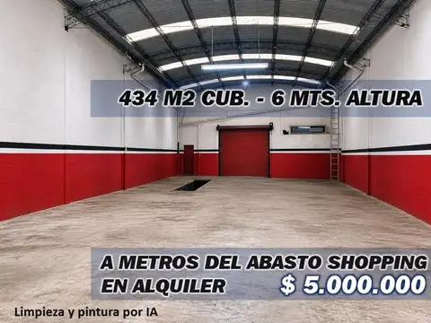 Alquiler galpon de 434m2 con oficinas y baños, Abasto