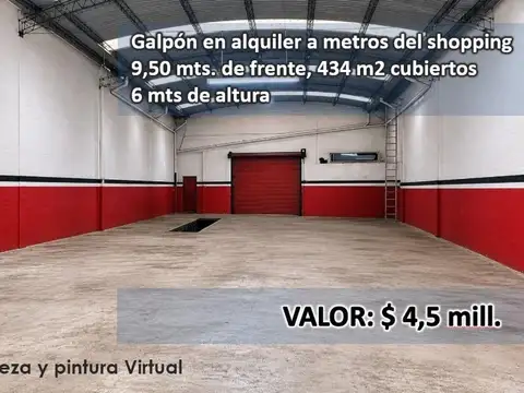 Alquiler galpon de 434m2 con oficinas y baños, Abasto