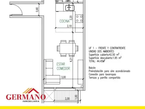 Departamento en Venta de 1 dormitorio