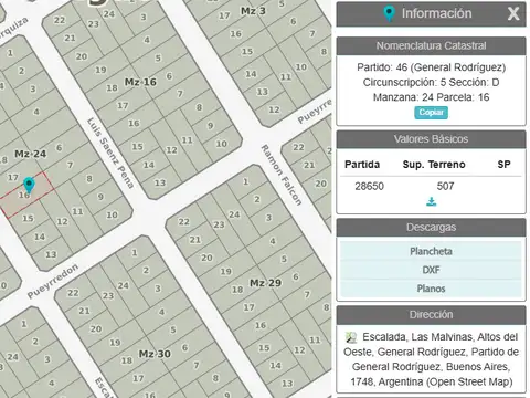 Terreno en Venta 36  mts Fondo