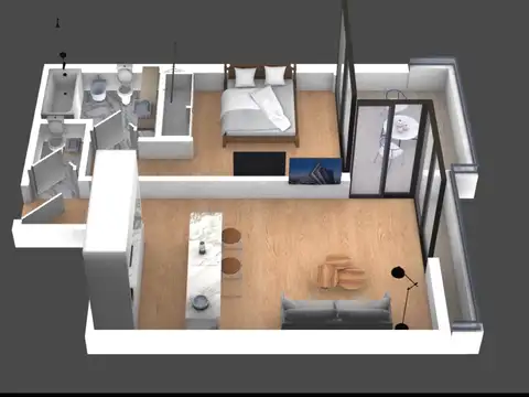 Departamento 2 ambientes con 1 baño