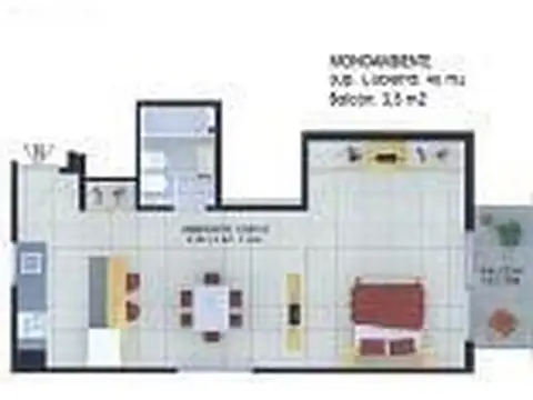 Departamento Monoambiente con 1 baño