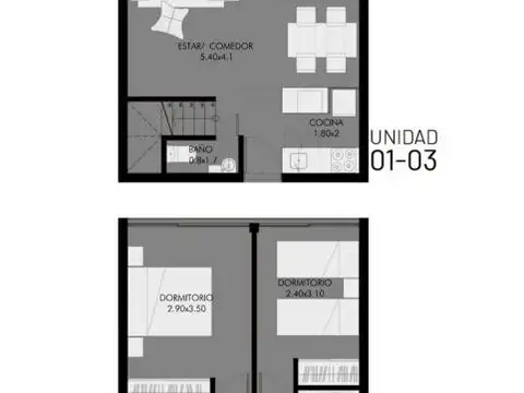 2 dormitorios con parrilla y terraza en Fisherton.