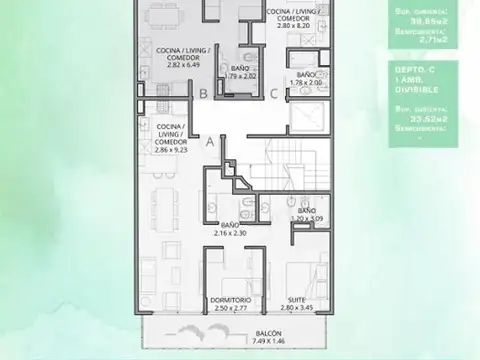 Departamento en Venta de 3 ambientes