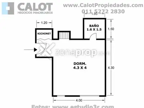 Departamento Monoambiente con 1 baño