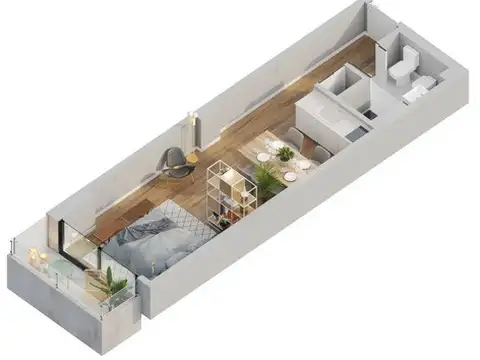 Departamento Monoambiente con 1 baño