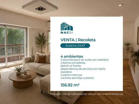 Departamento en Venta 4 ambientes con cochera.
