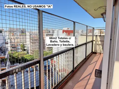 68m2 Piso, Balcón, Baño, Toilette, Lav. y baulera.