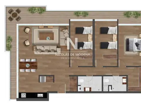 Departamento 3 ambientes con 2 baños